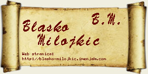 Blaško Milojkić vizit kartica